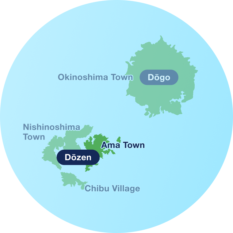 Ama Town is one of the three islands located in the south called Shimamae in the Oki Islands.